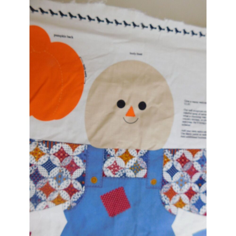Vintage Cranston Print Works Country Scarecrow Autumn Fabric Panel Sewing Craft - Picture 5 of 9